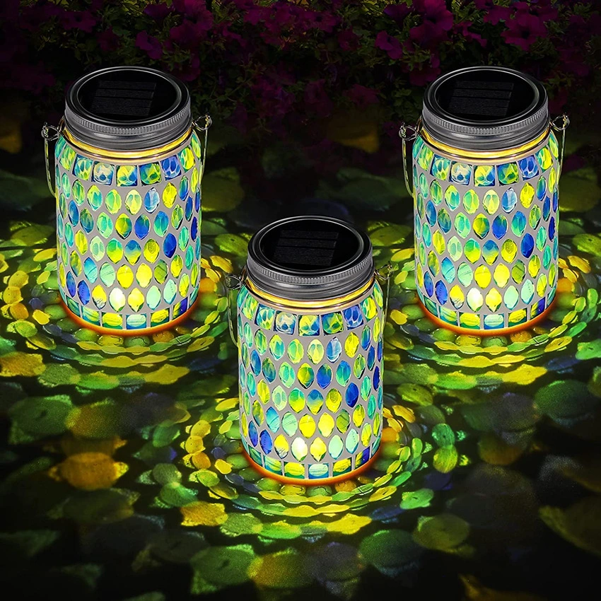 Mosaic Solar Mason Can Lamp Outdoor Waterproof