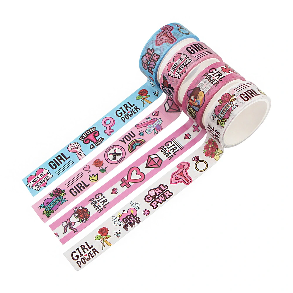 Feminism Cartoon Washi Tape Hand Torn Colorful Handbook