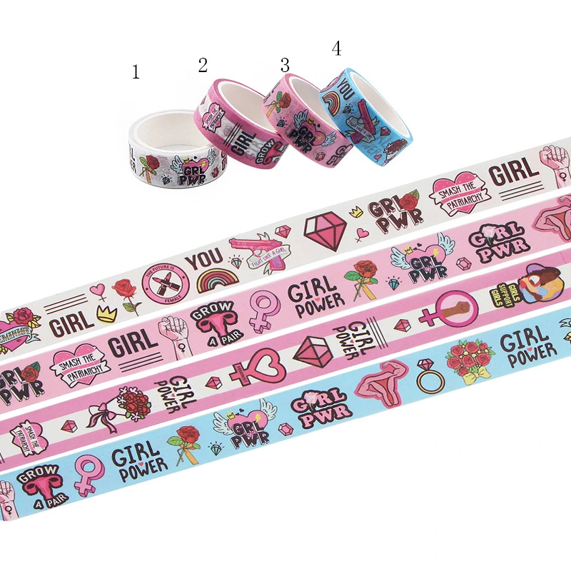 Feminism Cartoon Washi Tape Hand Torn Colorful Handbook