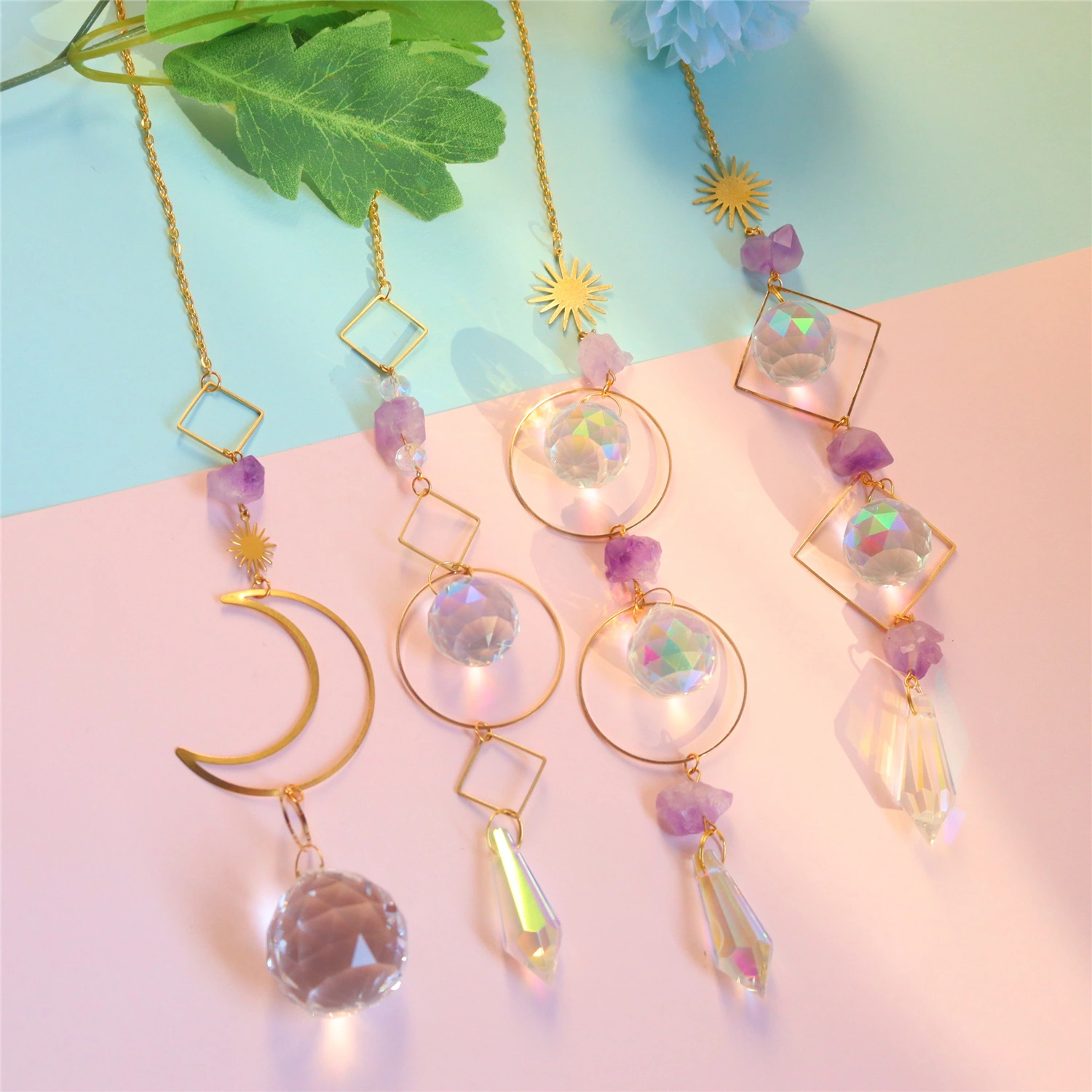 Minted Garden Wind Chinme Crystal  Moon