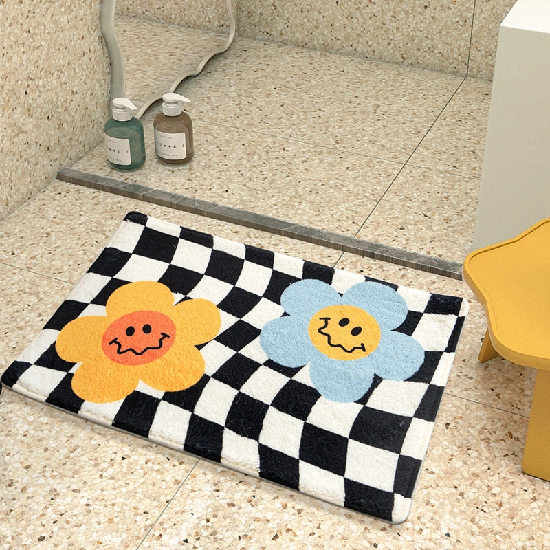 Simple Ins Checkerboard Carpet Non-slip Bathroom Absorbent