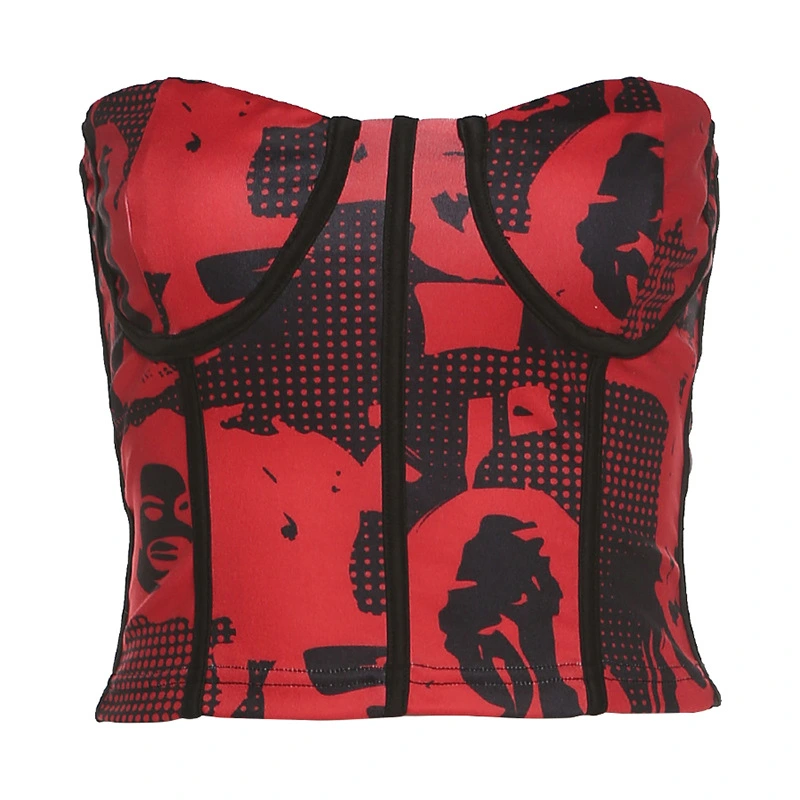 Women's One-shoulder Slim Printed Vest