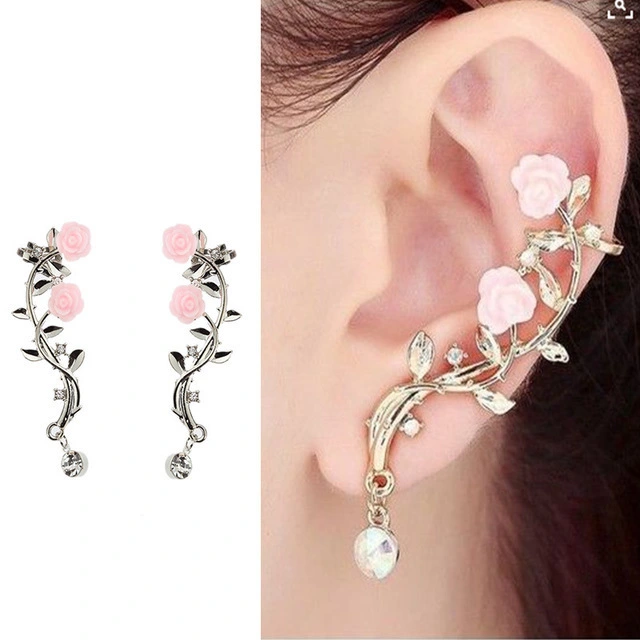 Individual Style Women's Stud Earrings Rose Branch