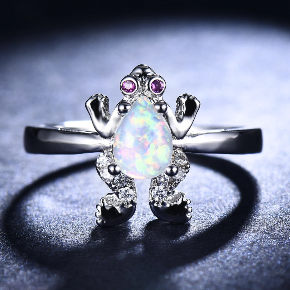 European And American Style White Opal Frog Ring