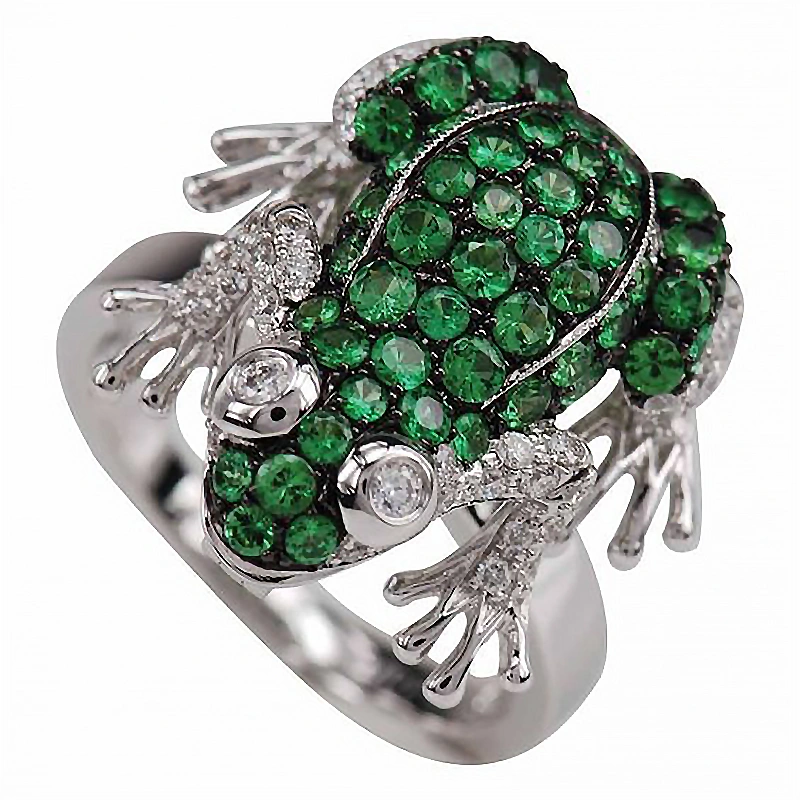 Frog Full Diamond Ring European And American Popular Noble Hand Jewelry