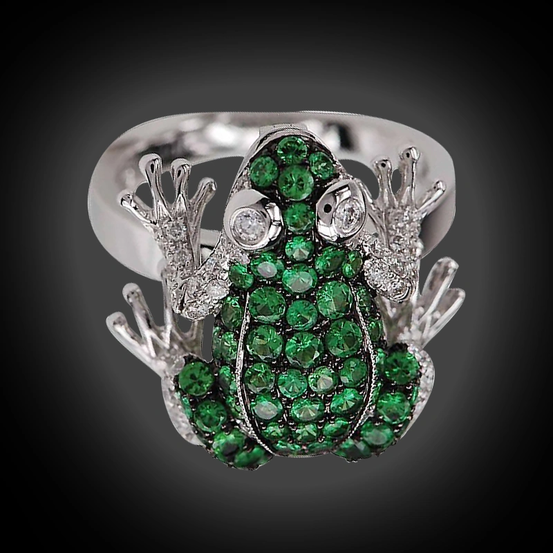 Frog Full Diamond Ring European And American Popular Noble Hand Jewelry