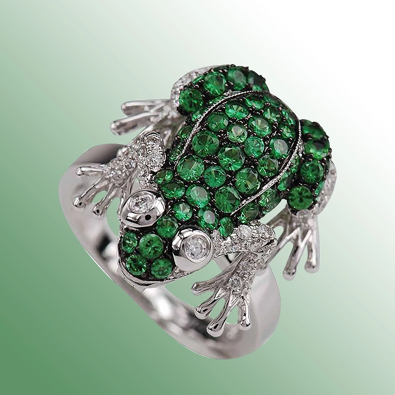 Frog Full Diamond Ring European And American Popular Noble Hand Jewelry