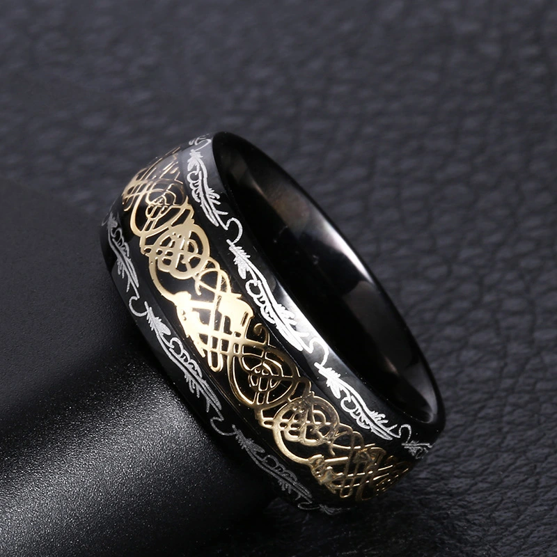 European And American Fashion New Phoenix Wood Grain Ring