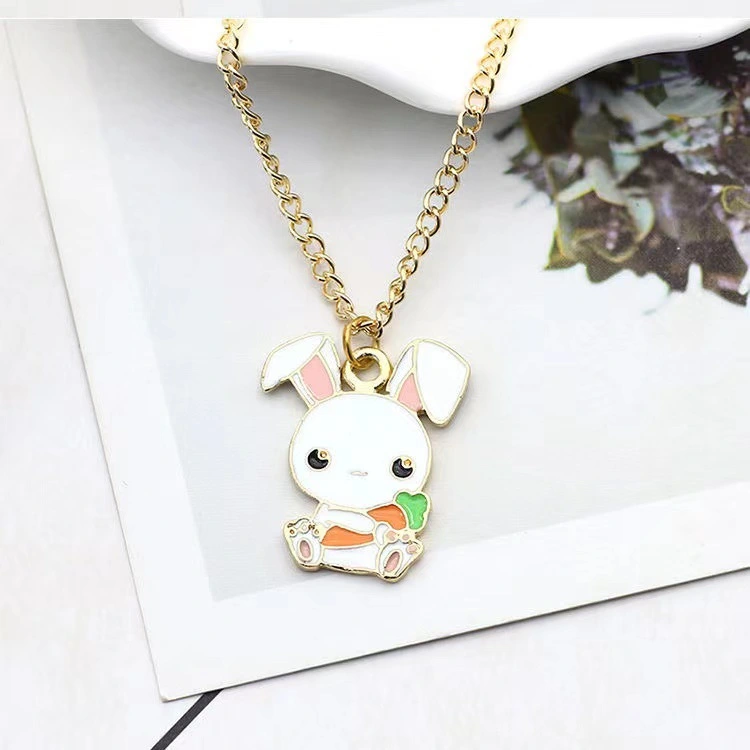 Cute Carrot Hug Carrot Rabbit Pendant Necklace