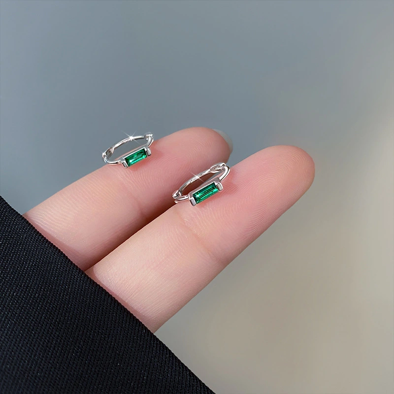 New Hot Sell Women's Emerald Hoop Stud Earrings