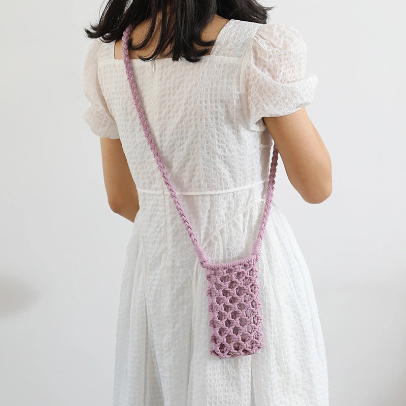 Colorful Crossbody Cotton Thread Hollow Handmade Woven Bag