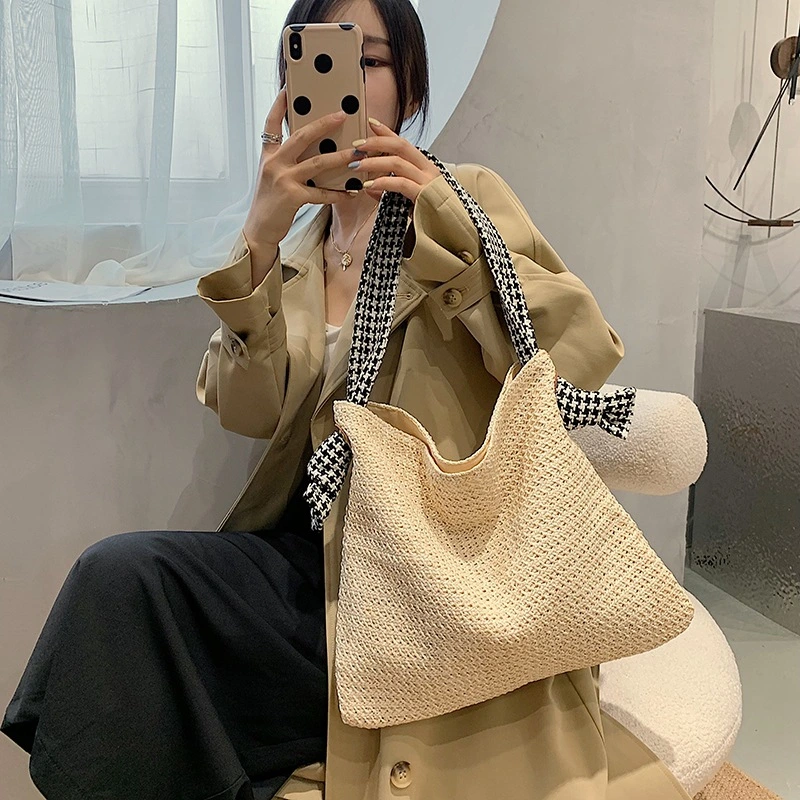 Ins Ethnic Style Straw Woven One Shoulder Cute Bow Bag