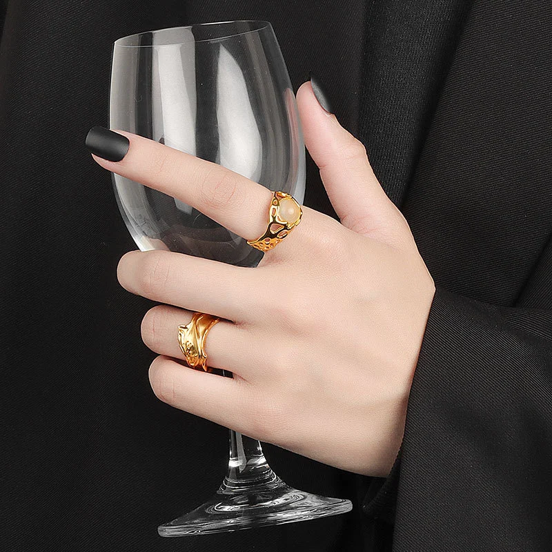 Irregular Twisted Glossy Bump Ring Jewelry