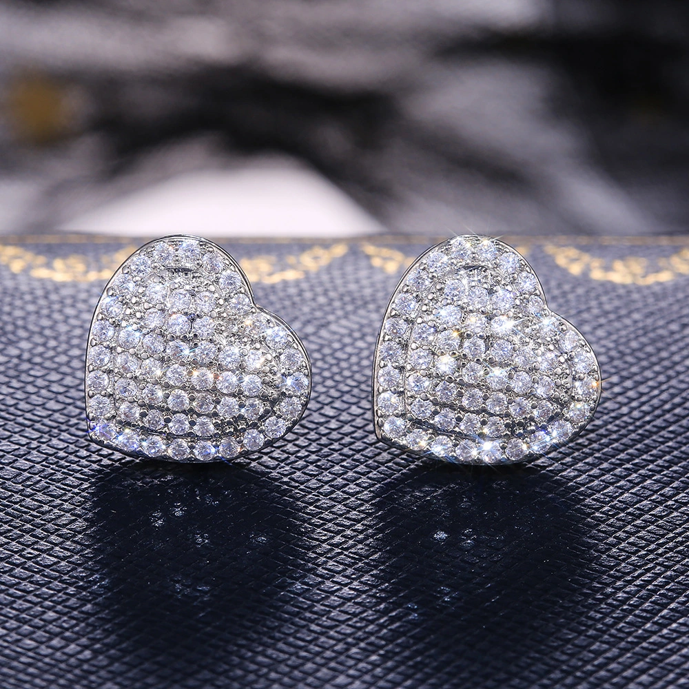 New Fashion OL Micro Inlaid Zircon Love Stud Earrings For Women