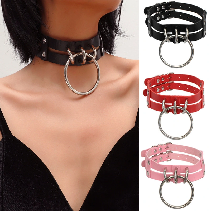 Harajuku Punk Gothic Leather Necklace O Ring Choker