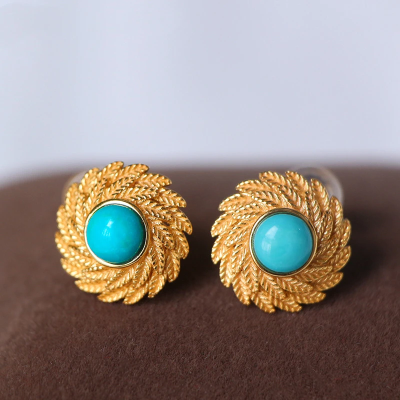 Women's Exquisite Temperament Green Natural Turquoise Earrings