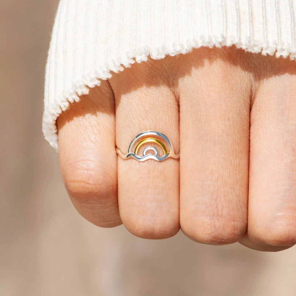 Hot Sale S925 Sterling Silver Rainbow Ring For Women