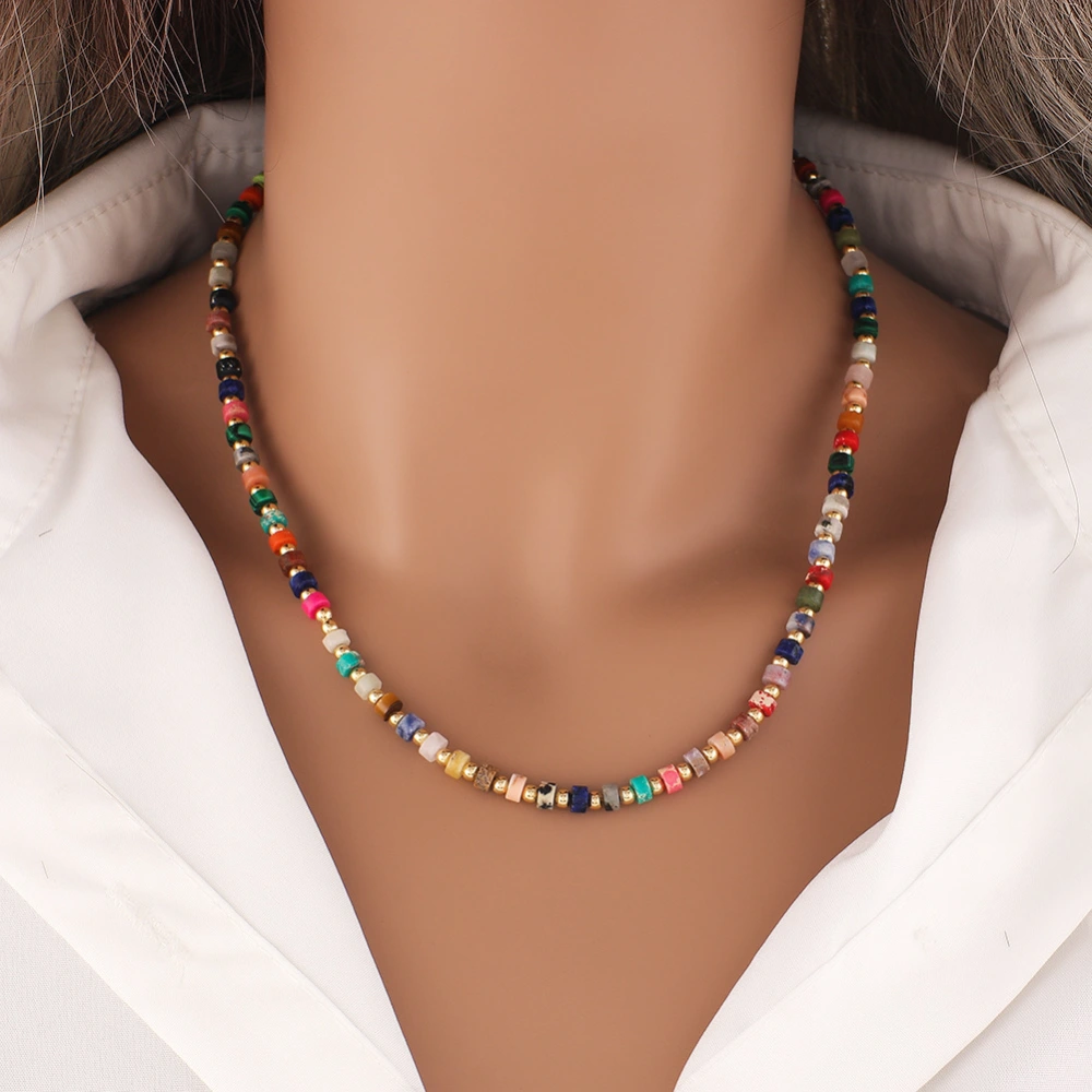 European And American Niche Color Shoushan Stone Necklace Bracelet