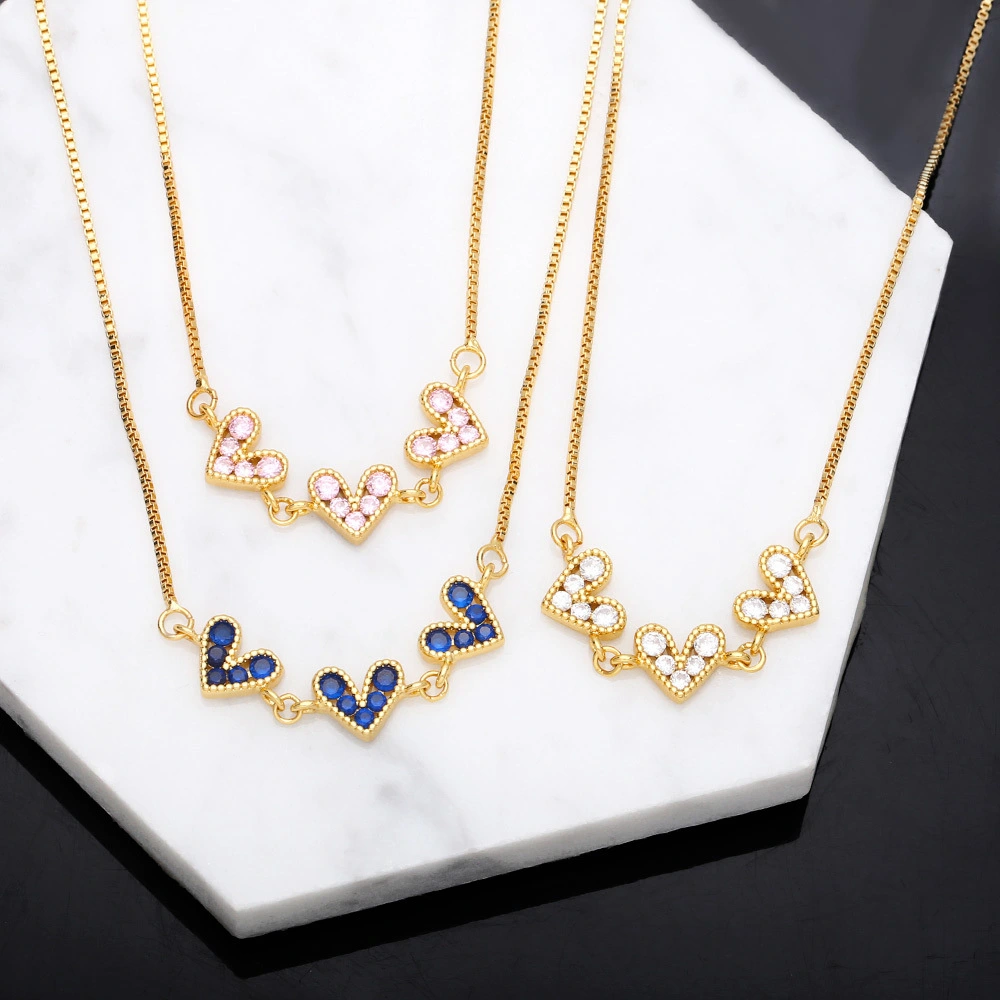 Fashionable Colorful Heart Stitching Necklace