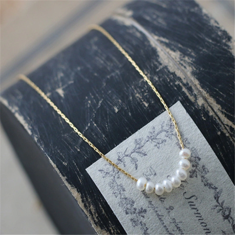 Small Smile Eight Freshwater Pearl Bamboo Necklace