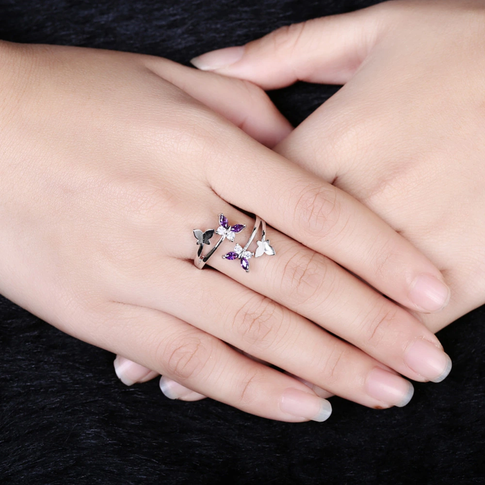 Ladies Fashion Personality Crystal Bow Adjustable Ring