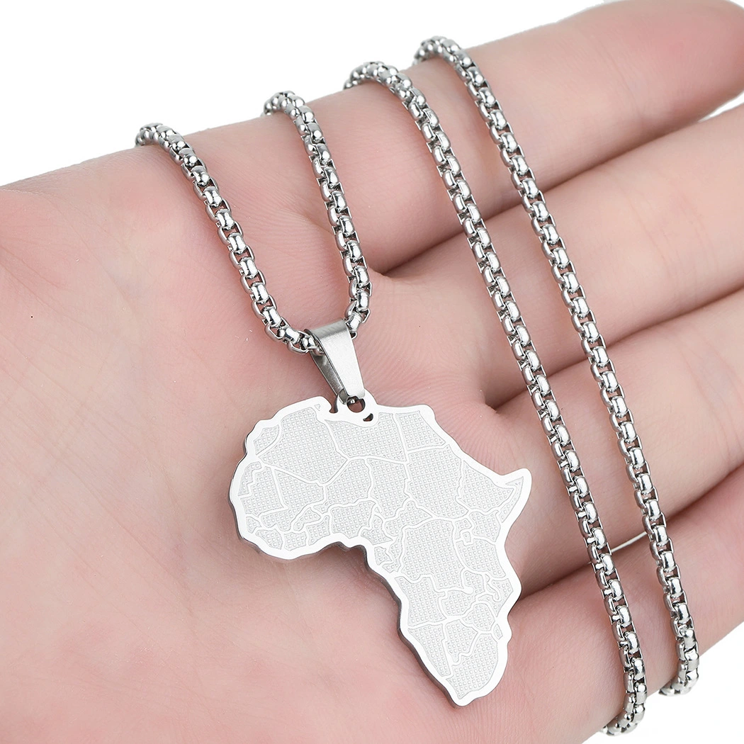 Stainless Steel Africa Map Pendant Necklace