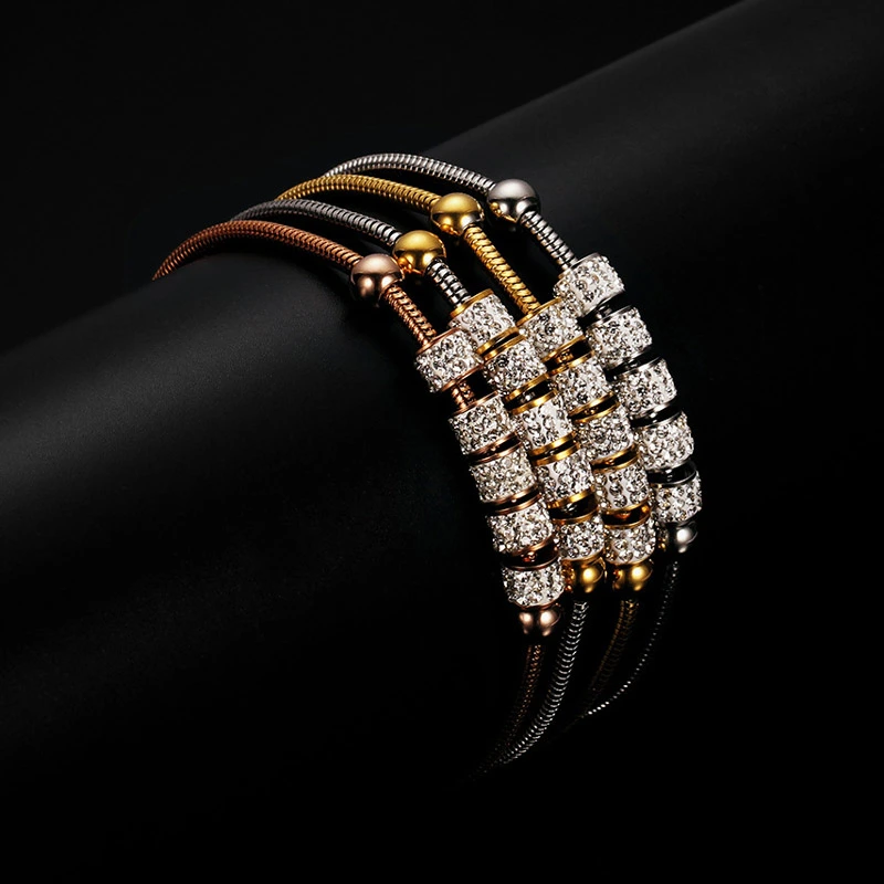 Ins New Full Diamond Ball Adjustable Titanium Steel Bracelet