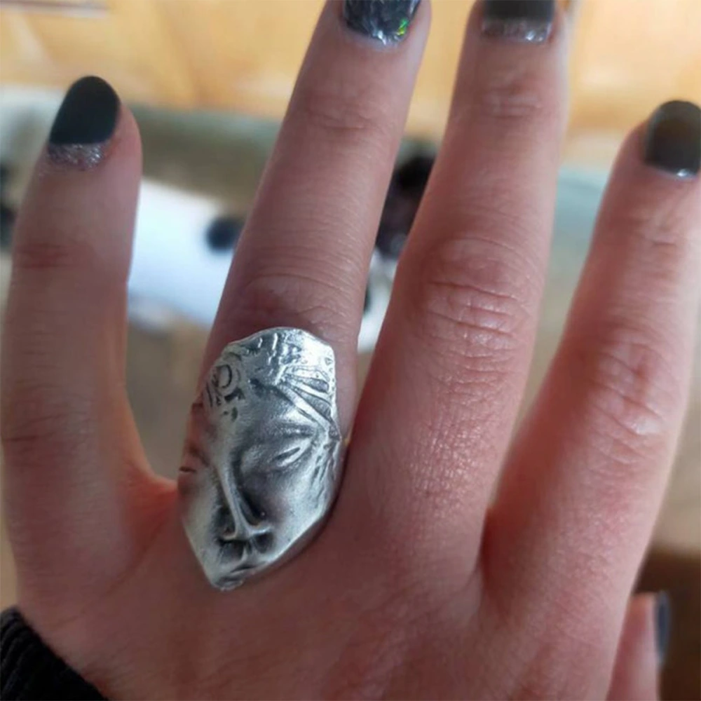 Vintage Irregular Abstract Human Face Ring