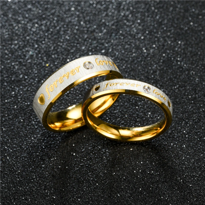 Diamond-encrusted Couple Beveled Gauze Forever Love Ring