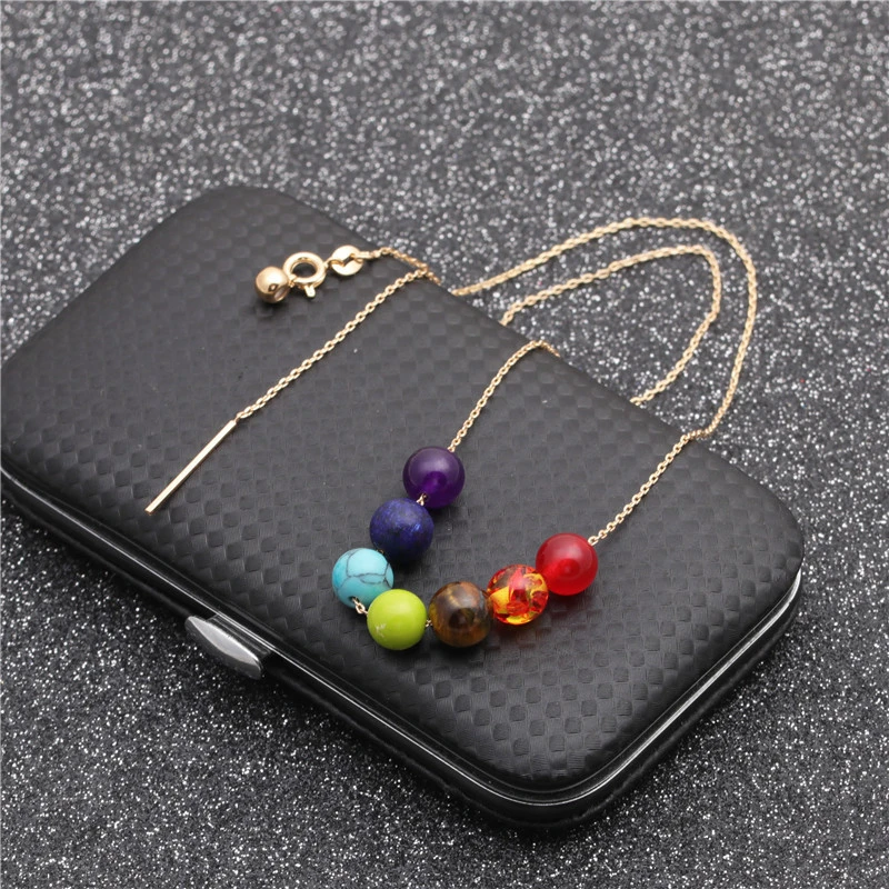 8mm Beaded Stone Pendant Necklace