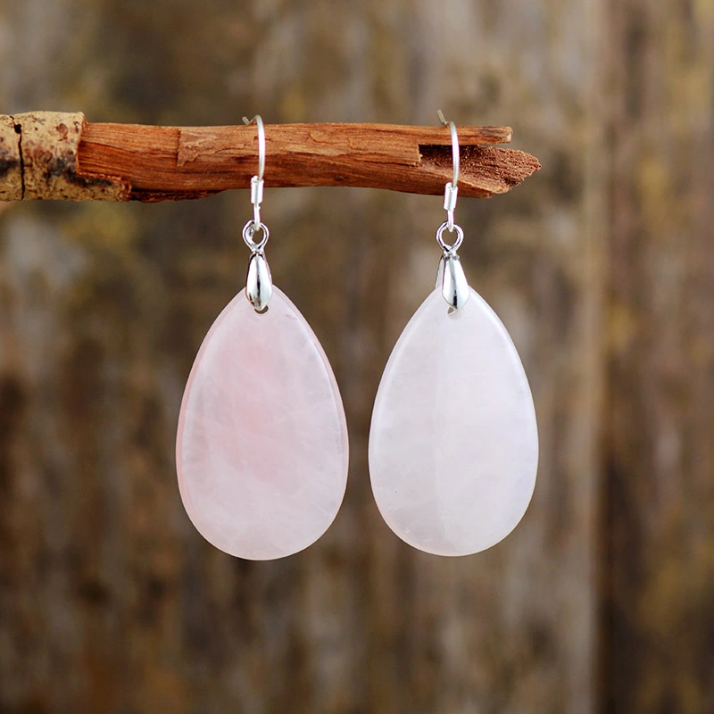 Aventurine Rose Quartz Tiger Eye Teardrop Dangle Earrings