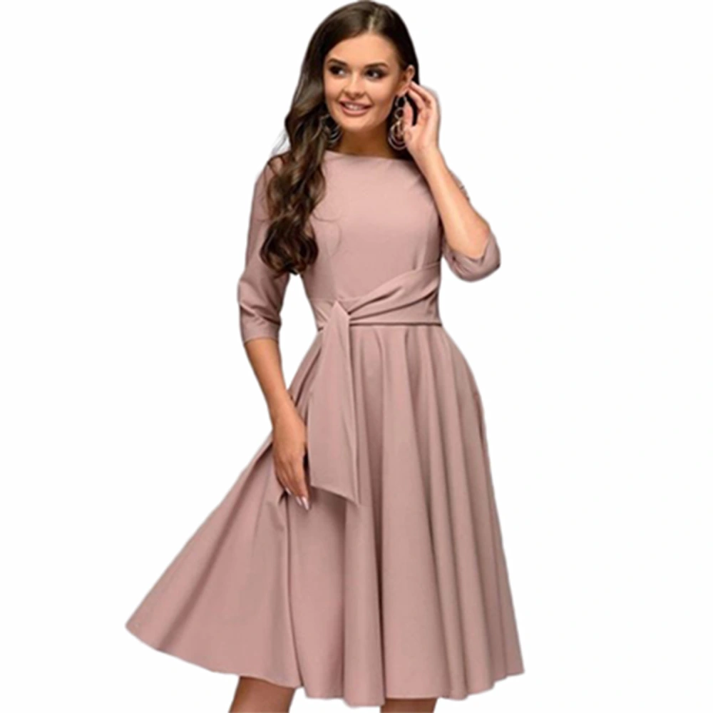 Retro round neck autumn and winter dress
