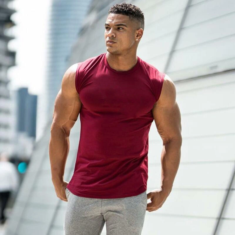 Men's sweat-absorbent breathable sleeveless fitness vest