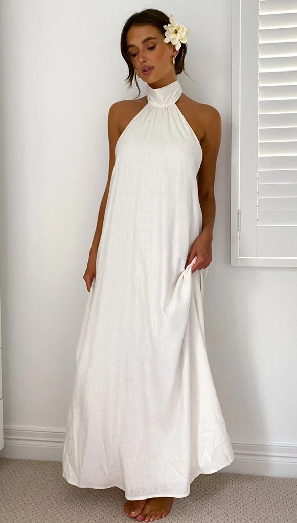 Fashion Halter Neck Back Long Dress