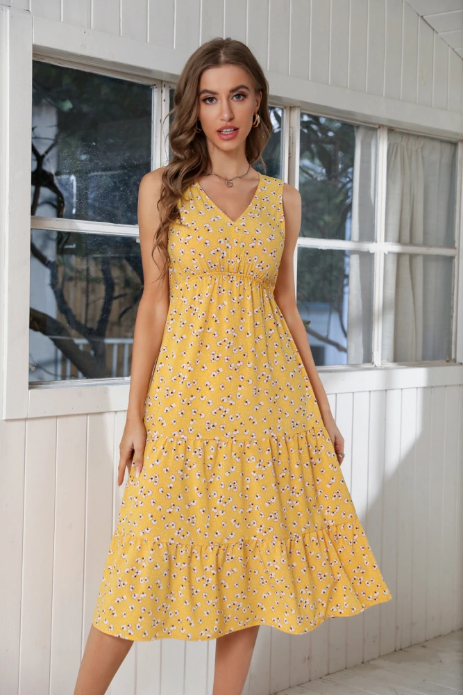 Summer New Women's Chiffon Floral Dress