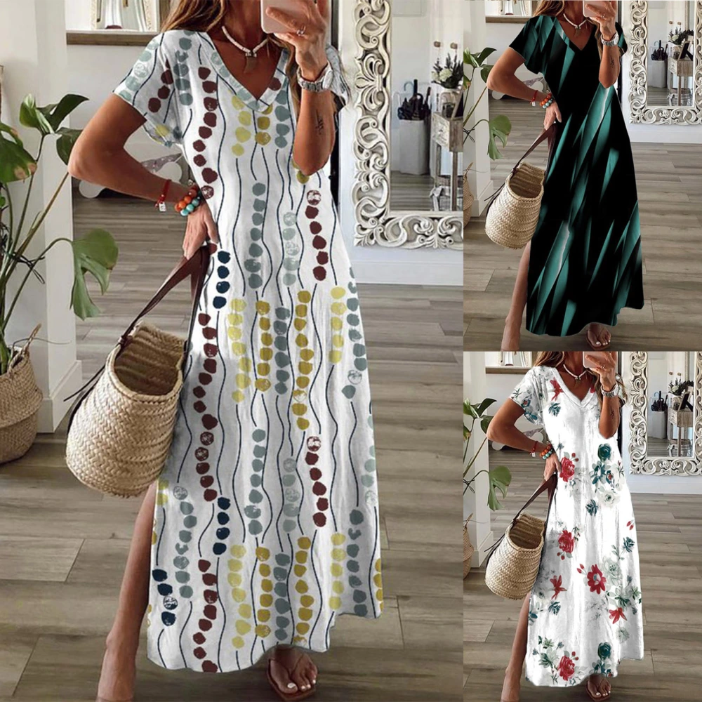 New Women's Casual Loose Printed Short Sleeve Dress