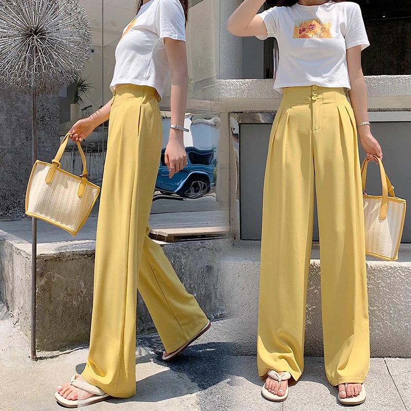 Casual high waist wide leg pants