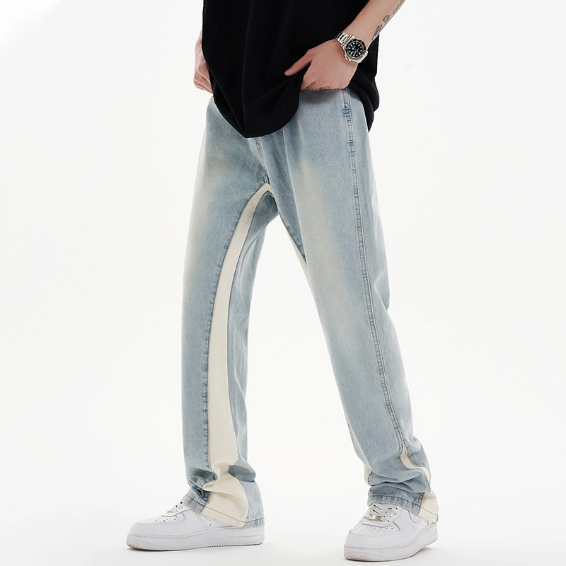 European And American Retro Loose Straight Stitching Flared Jeans