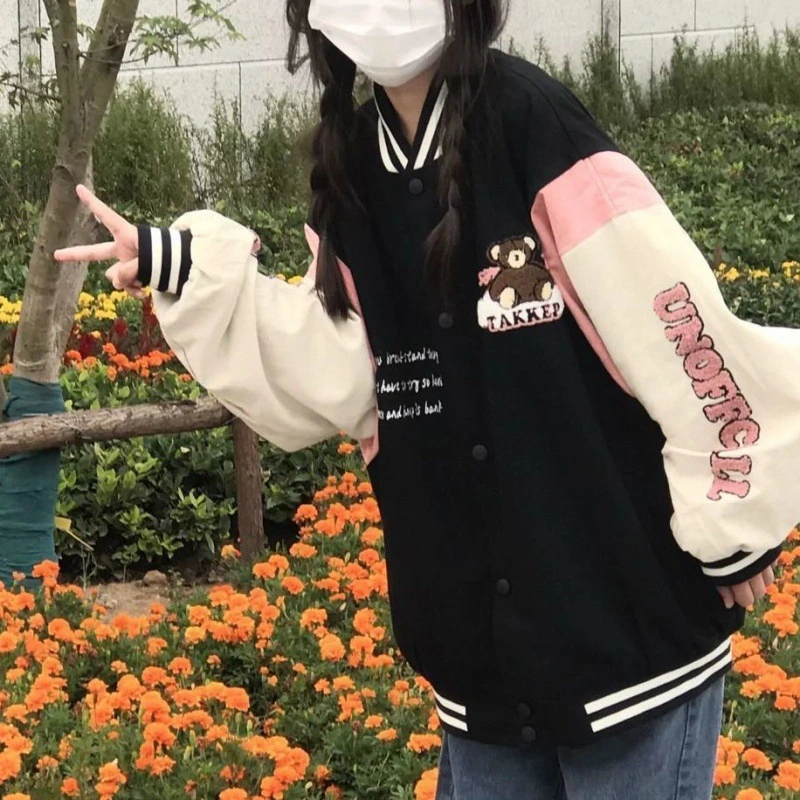 Women's New American Retro Ins Loose Baseball Jacket
