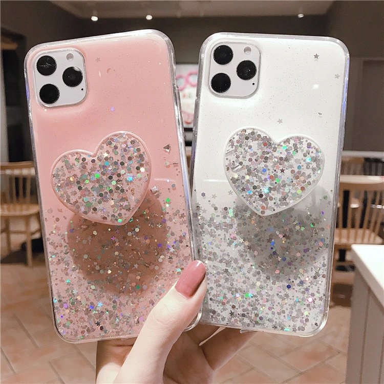 Epoxy sequins love phone case