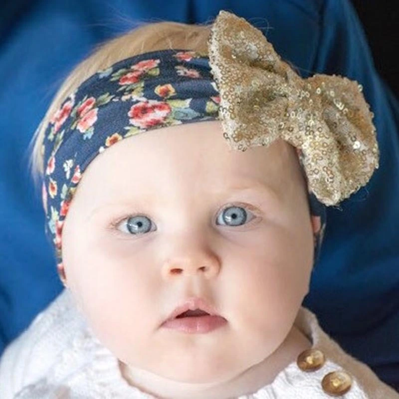 New Hot Sale Printed Baby Fashion Sequin Bow Hair Accessories