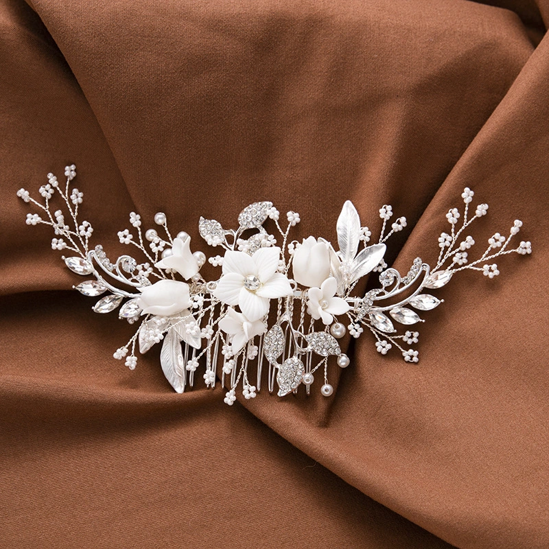 Bridal Headwear Accessories Ceramic Flower Hair Comb