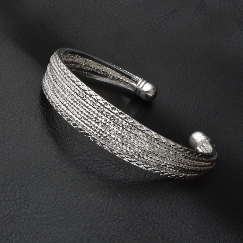 Antique Silver Plated Floral Thread Bracelet