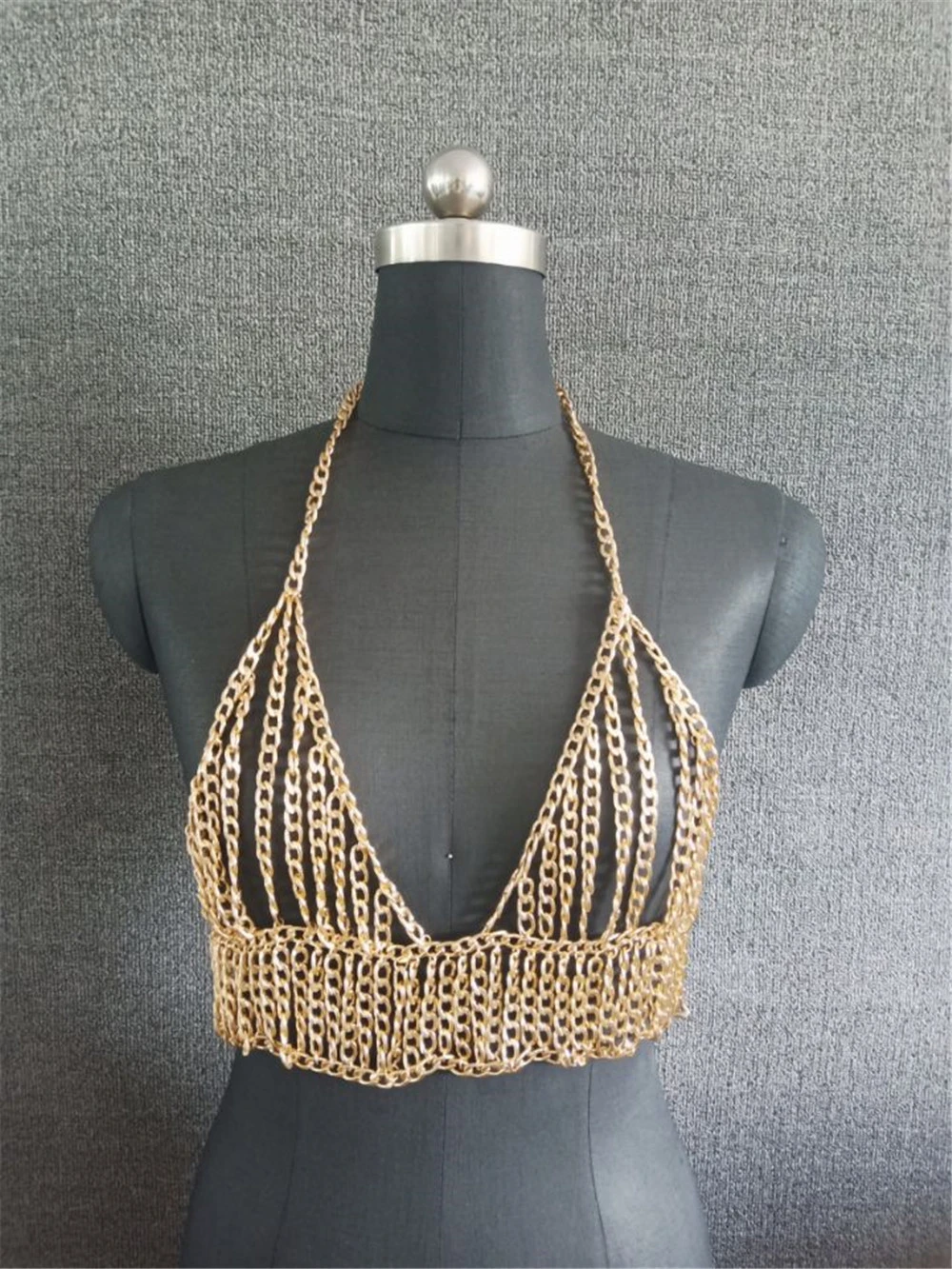 European And American Nightclub Exaggerated Metal Chest Chain Vest