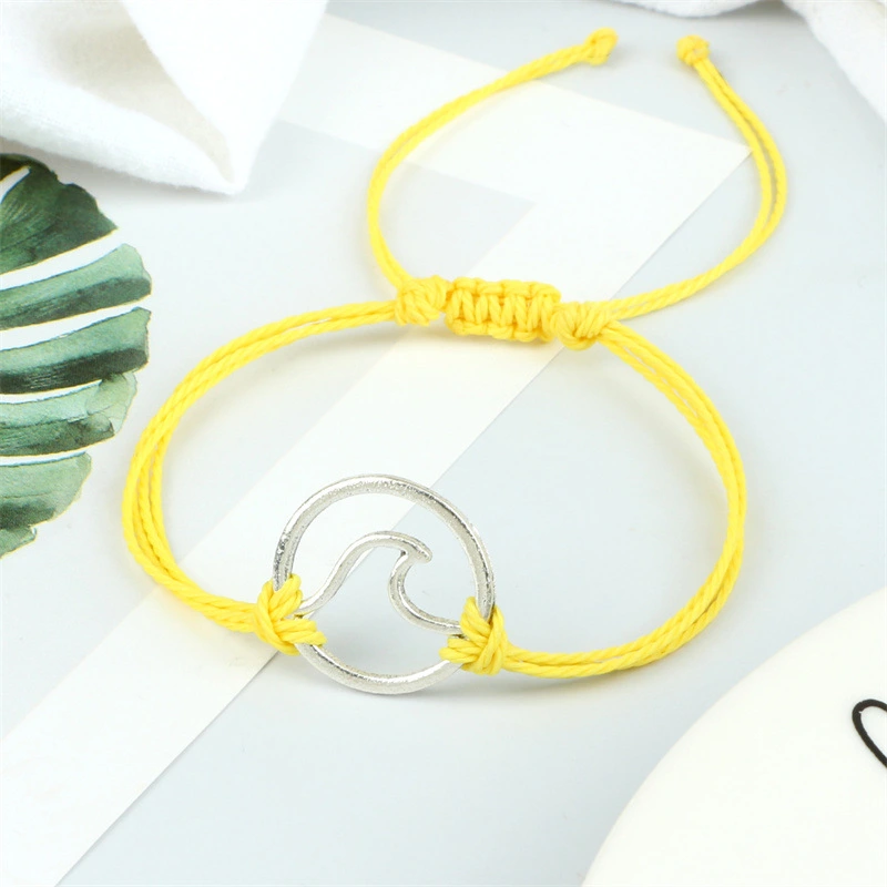 Creative Couple Colorful Wax Thread Braided Pendant Bracelet