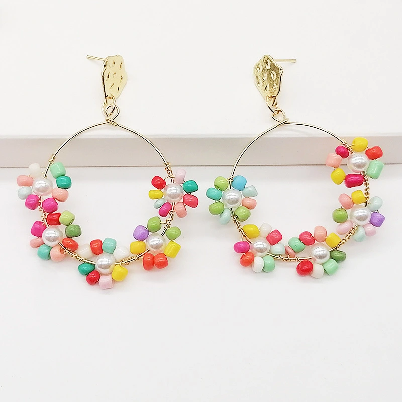 Women's Boho Style Rice Beads Handmade Earrings