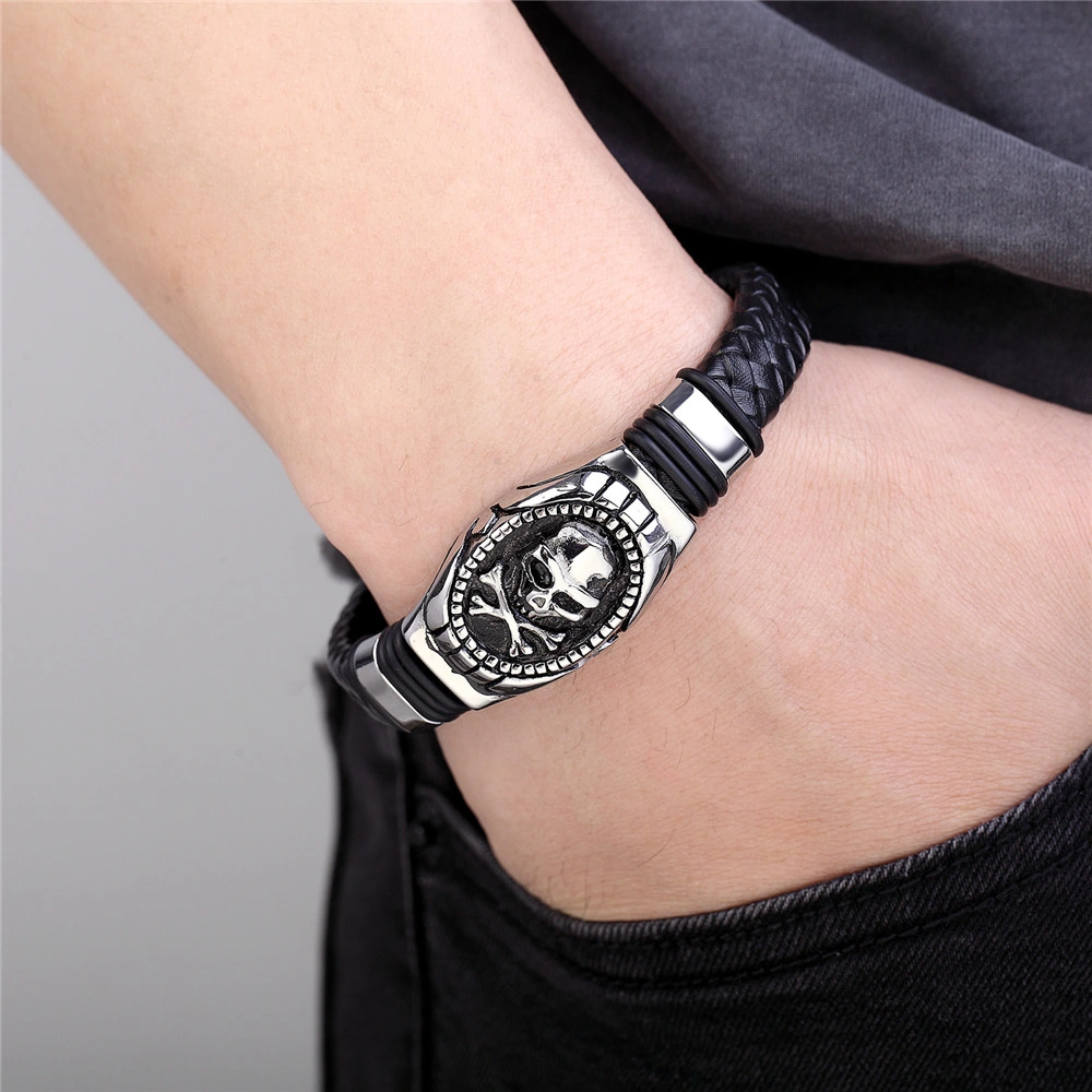 Creative Punk Skull Bracelet Stainless Steel Magnet Buckle