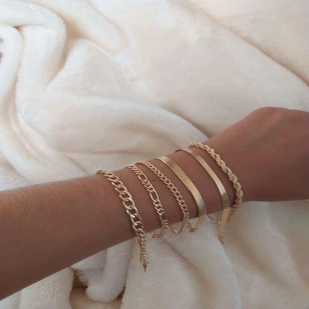 Simple Multilayer Metal Blade Chain Bracelet