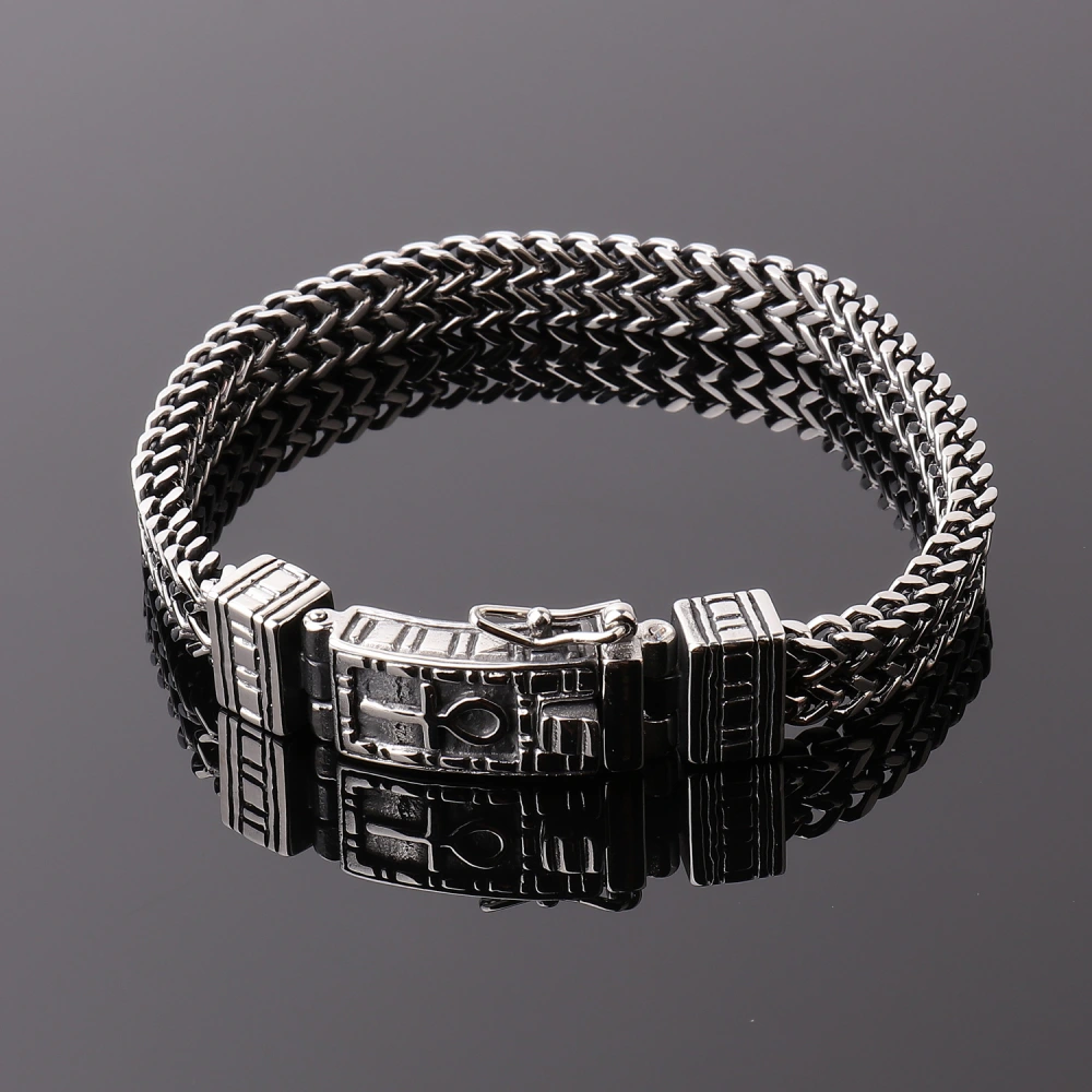 Men's Personality Double Row Hip Hop Bracelet Titanium Steel Punk Jewelry