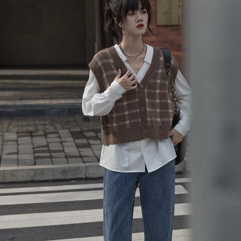 V-neck Loose Sweater Vest Short Coat Top
